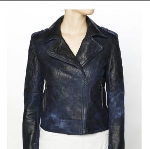 PAIGE Sacha lambskin leather and silk lined moto jacket